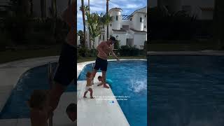 This Toddler Patiently Waits for Her Turn to Jump Into the Pool [upl. by Iinden]