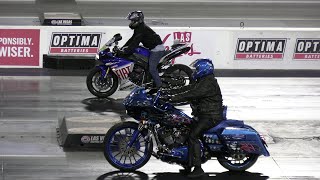 Crazy Harley vs Sportbikes  drag racing [upl. by Plossl741]