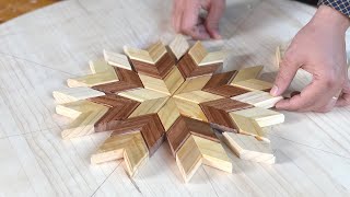 Making Colorful Wood Wall Art  Making Quilt Inspired Table Out of Salvaged Wood [upl. by Rolyab]