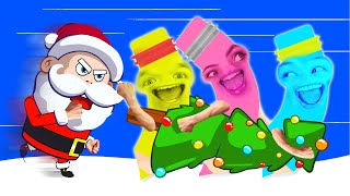 Merry Christmas Funny Drawing Pencils amp Drawn Santa  D Billions Kids Songs [upl. by Harimas676]