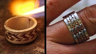 Special design mens ring made of copper and silver [upl. by Owen]