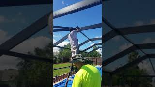 Electrostatic painting Pool cage Fort Myers Florida [upl. by Saitam]