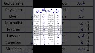 Professions Name in English with urdu meanings ytshorts EnglishForBeginners Englishforurduspeakers [upl. by Areyk]