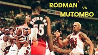 RODMAN SINIGA AT SINAKTAN SI MUTOMBO  OLDSCHOOL NBA FIGHTS NBA RODMAN viral nbafights sports [upl. by Anhaj]