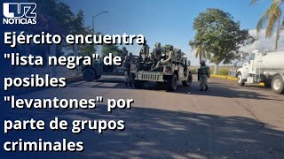 Ejército encuentra quotlista negraquot de posibles quotlevantonesquot por parte de grupos criminales [upl. by Aihsenet]