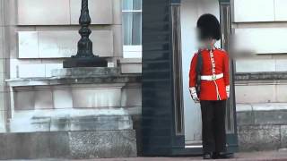 Buckingham Palace Royal Guard Points SA80 at tourist [upl. by Aneele]