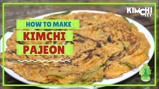 Kfood How to make Kimchi Pajeon Korean Pancake [upl. by Nilla601]