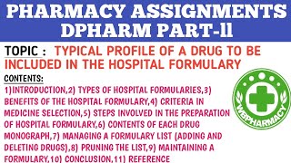 TYPICAL PROFILE OF A DRUG TO BE INCLUDED IN THE HOSPITAL FORMULARY [upl. by Chamberlain]