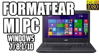 Como Formatear una Computadora en 10 Pasos Fácil  con Windows 10 81 7 Tutorial [upl. by Phalan]