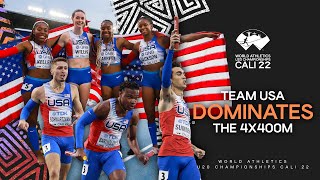 Team USA dominates the 4x400m relays  World Athletics U20 Championships Cali 2022 [upl. by Innaig]