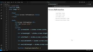 JavaScript Window Screen [upl. by Oliviero]