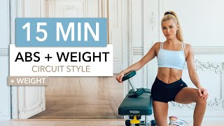 15 MIN ABS  WEIGHT Circuit Style Weight Lifting inspired for extra strong abs I Pamela Reif [upl. by Lounge448]