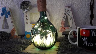 Como hacer una lampara de leds con botellas de vidrio recicladasBotellas LuminosasManualidad 2019 [upl. by Alrats]