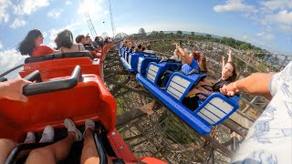 HIGH FIVING THE OTHER ROLLER COASTER  Gemini at Cedar Point POV [upl. by Ylagam]