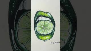 Drawing green lips with holding a lime drawing art fyp keylimepie [upl. by Loralee]