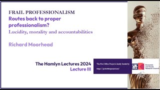 Hamlyn Lecture III Routes back to ethics [upl. by Eimarrej]