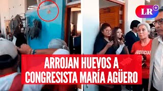 Arrojan huevos a CONGRESISTA MARÍA AGÜERO cuando visitaba colegio que menospreció en AREQUIPA  LR [upl. by Atived]