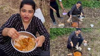 MAINE PEHLI BAAR BANAYA KHET MAI CHICKEN CURRY 🔥😋🙏🏼 [upl. by Zandt]