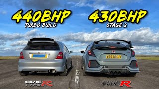 TYPE R EVOLUTION 440HP TURBO EP3 v 430HP STAGE 2 FK8 CIVIC [upl. by Voltmer783]