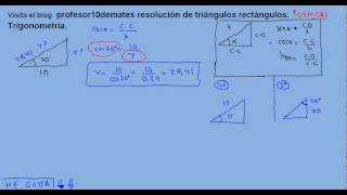 Resolución de triángulos rectángulos  trigonometría 03 ejercicios resueltos [upl. by Ainekahs]