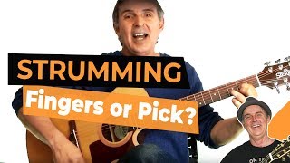 Should I Strum With My Fingers Or A Pick Basic Guitar Lessons For Beginners [upl. by Idaline681]