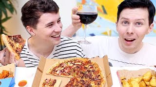 DAN AND PHIL MASSIVE PIZZA MUKBANG [upl. by Perren592]