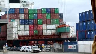 Rotterdam Port  ECT Cranes loading a Ship  Automated Container Carriers [upl. by Thibault]