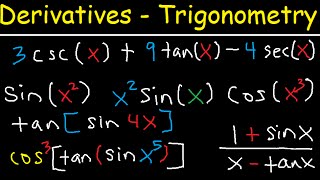 Derivatives of Trigonometric Functions  Product Rule Quotient amp Chain Rule  Calculus Tutorial [upl. by Odnalra163]