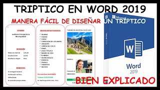 ✅💥🔥 Como hacer un TRIPTICO en WORD 2021  WORD 2010 WORD 2013 WORD 2016 Ejercicio 03 [upl. by Sybilla710]