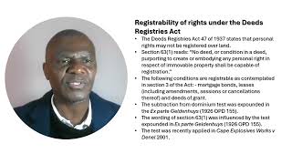 Registrability of personal rights the subtraction from dominion test  Dr PL Ndlovu [upl. by Nonez]