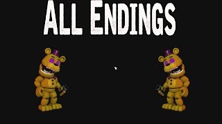 FNAF World All Endings  TRUTHFOURTH GLITCHDROWNINGUNIVERSECHIPPERS REVENGECLOCK [upl. by Harding]