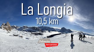 La Longia lunghissima pista da sci di 105 km dal Seceda a Ortisei dolomitisuperski valgardena [upl. by Frodi]