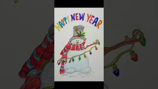 Happy New year 2024Happy New year drawing art shorts happynewyear [upl. by Lorolla921]