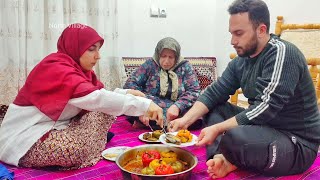 Mix of Preparing grape leaf cabbage eggplant and bell pepper Dolma in Village [upl. by Odraleba]