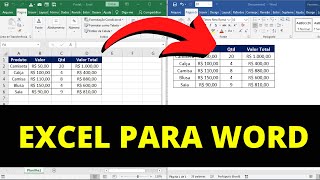 Como fazer tabela no Excel e passar para o word [upl. by Rawdon148]