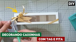 Decoração simples com Fita de Cetim e Tag em Caixas de Presente  DIY Dica Rápida [upl. by Mila]