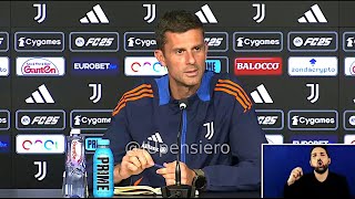 Conferenza stampa THIAGO MOTTA pre GenoaJuve quotOggi vi dico la formazione Sorpreso da Pinsoglioquot [upl. by Anaer]