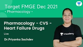 Pharmacology  CVS  Heart Failure Drugs  FMGE Dec21  Lets crack NEET PG  Dr Priyanka Sachdev [upl. by Yttocs64]