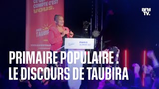 Primaire populaire le discours de Christiane Taubira après sa victoire [upl. by Aneehsor]