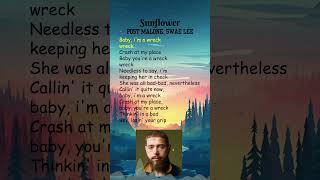 Post Malone Swae Lee  Sunflower Lyrics shorts [upl. by Jesse6]