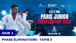 Jour 1  Tapis 3 Phase éliminatoire  Paris Junior European Cup 2023 [upl. by Ednalrim]