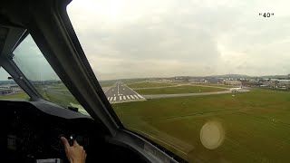 Wideroe Dash 8 Q400 cockpit view landing Aberdeen Scotland [upl. by Meilen]