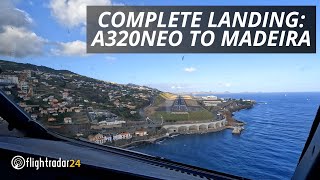 Cockpit view full landing at Madeira  A320NEO [upl. by Ratcliffe]