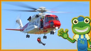 Rescue Helicopters For Children  Geckos Real Vehicles [upl. by Adnicul117]