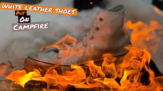 Burning shoes white leather converse fire stuff [upl. by Atteuqcaj]