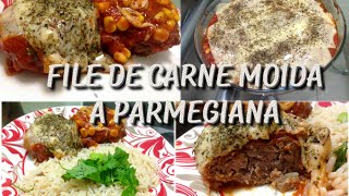 RECEITA FILÉ DE CARNE MOÍDA À PARMEGIANA  ARRASOU GATA [upl. by Dnaltiak]