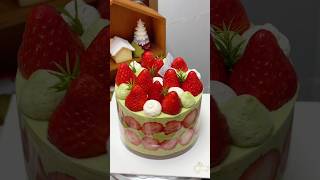 Immersive cake making  Strawberry pistachio crisp cake tutorial ❗️ Immersive cake making Cake [upl. by Kerrie]