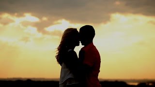 Silhouette in love on sunset Passionate kiss [upl. by Monaco]