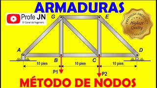 Estática Armaduras método de nodos [upl. by Drahser]