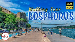 Sunny Sunday on The Bosphorus Walking Tour Istanbul  4K HDR [upl. by Ayotahs]